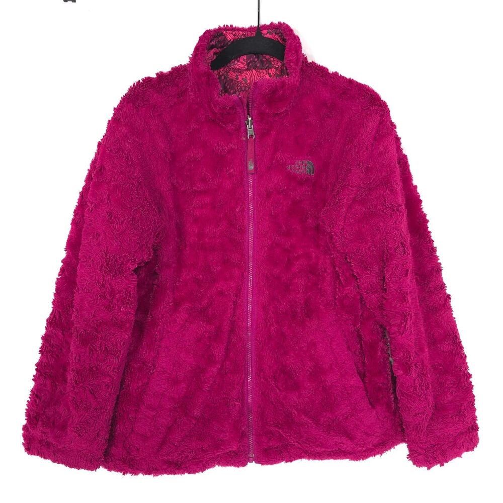 THE NORTH FACE Kids Girls Fleece Jacket XL Pink Butterfly Reversible Mossbud